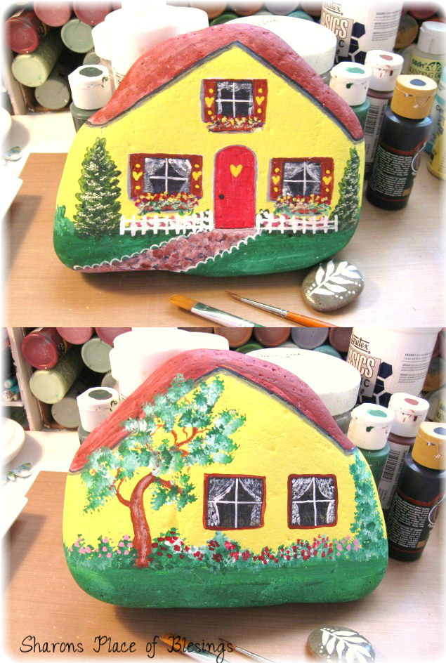 A Palette Full of Blessings Painted rock house 2