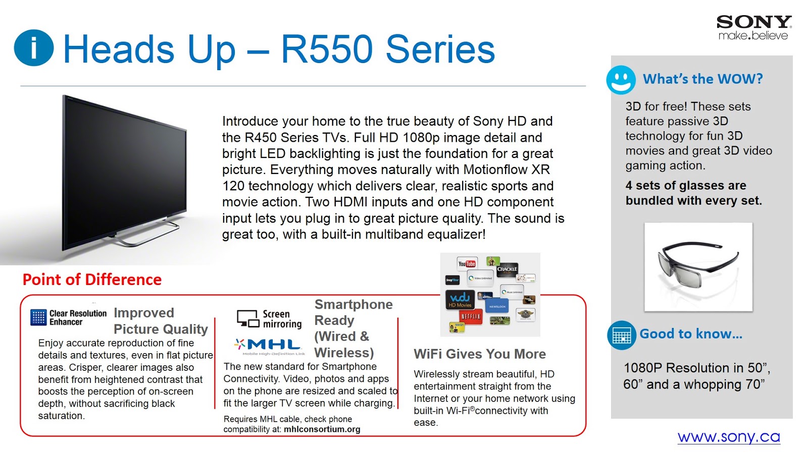 BRAVIA R550 Series Smart HDTV | Sony Canada - Info about our favourite