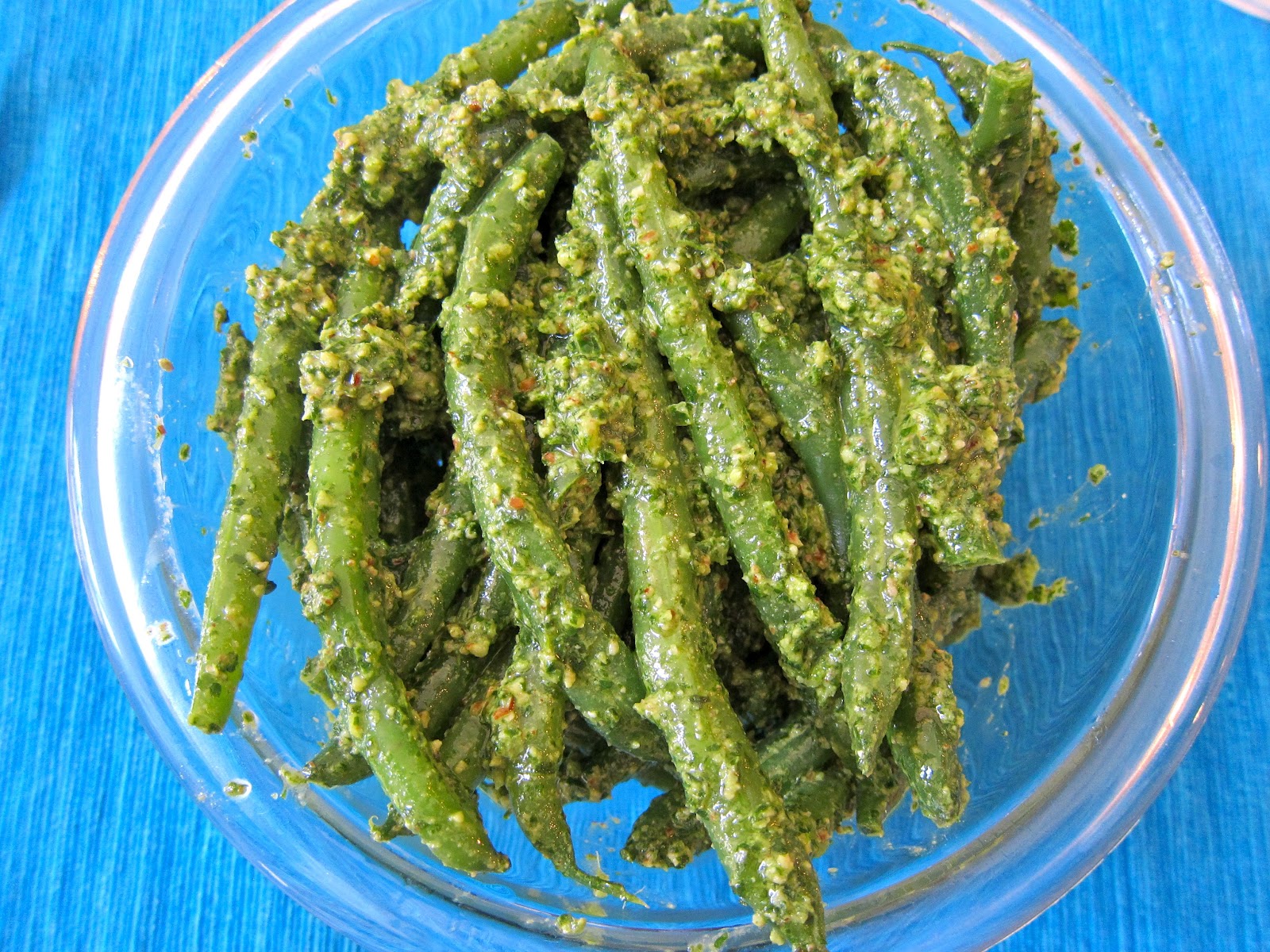 Review Notes green beans with cilantro pesto