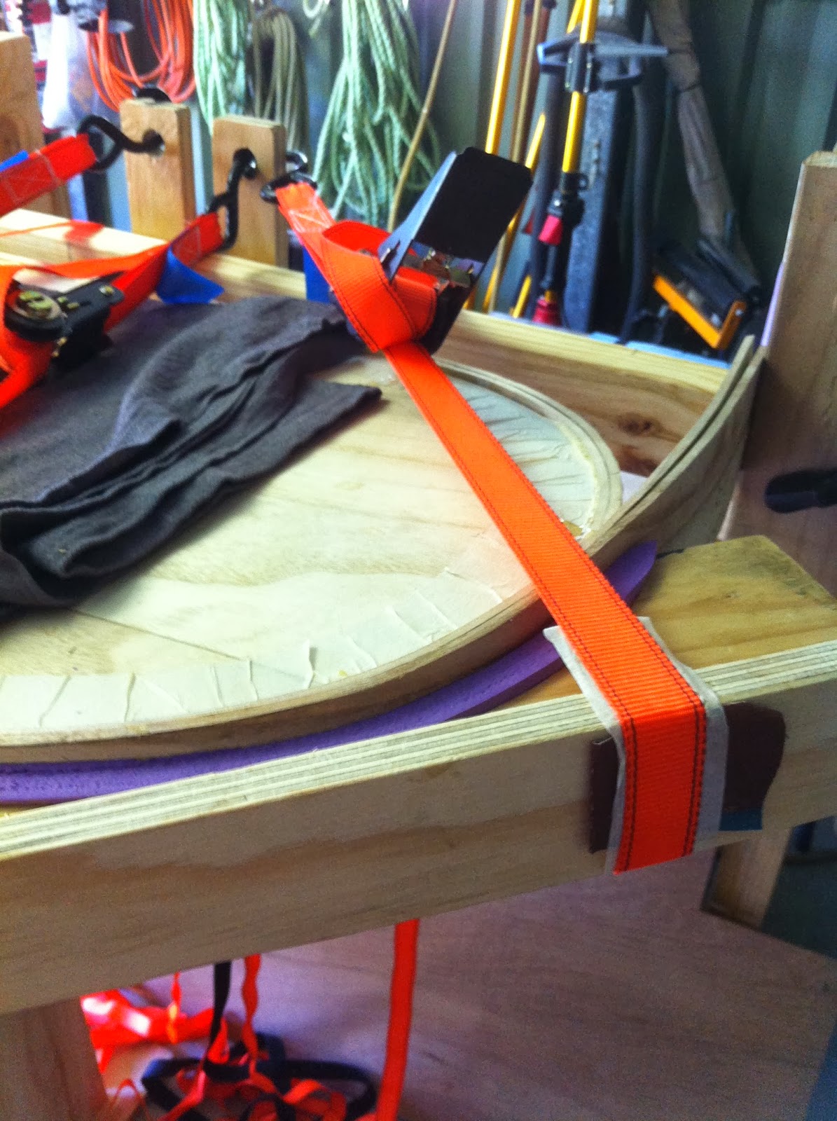 Marking the rail bands onto the 4 mm paulownia panels. I use the