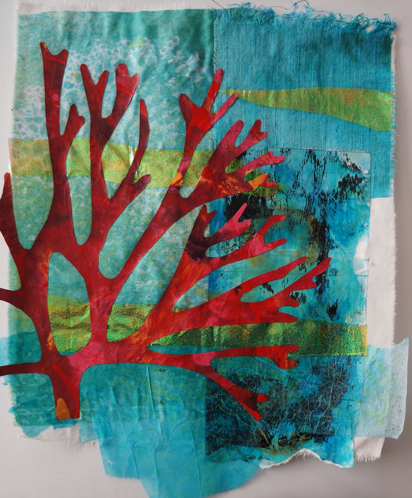 Ginger Wilson layered fabric and paper collage