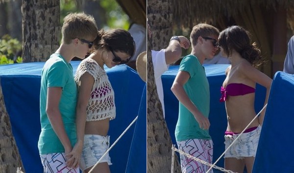 selena gomez justin bieber kissing hawaii. selena gomez and justin bieber