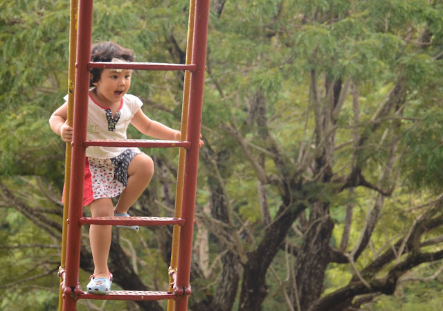 Climbing the big slide 1