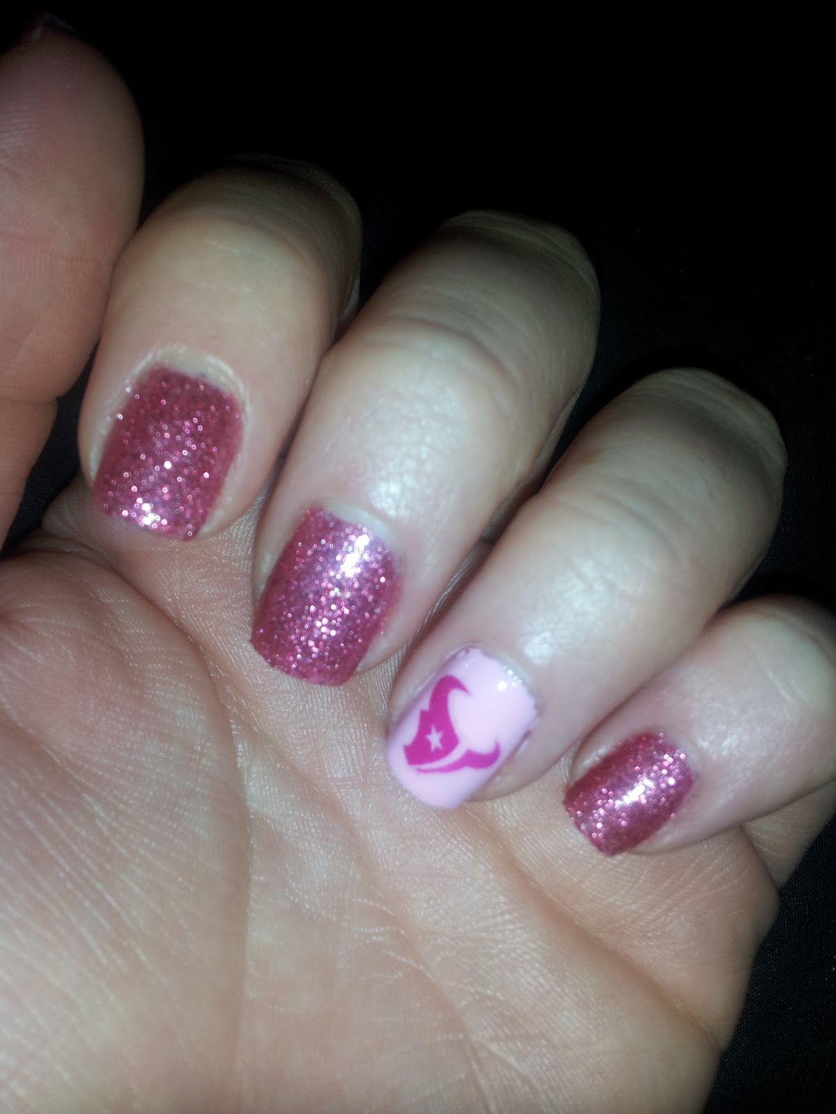Texan Fan Easy Cute Nail Designs Wear Something Spar Kylie Nicole By Opi On Four Fingers Tickled Pink Wet N Wild Ring Finger Houston Texans Decal As Well Ebay