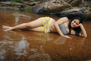 Amrutha Valli wet showing cleavage navel and milky thighs8