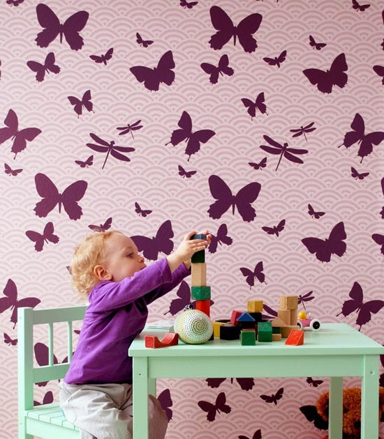 Butterfly Pink Interior Designs Bedroom To Kids Home Idea