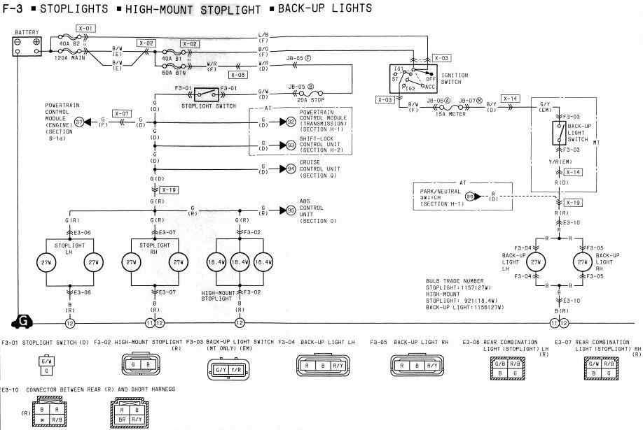 1994 Mazda RX-7 Stoplights, High-Mount Stoplight, and Back-Up Lights