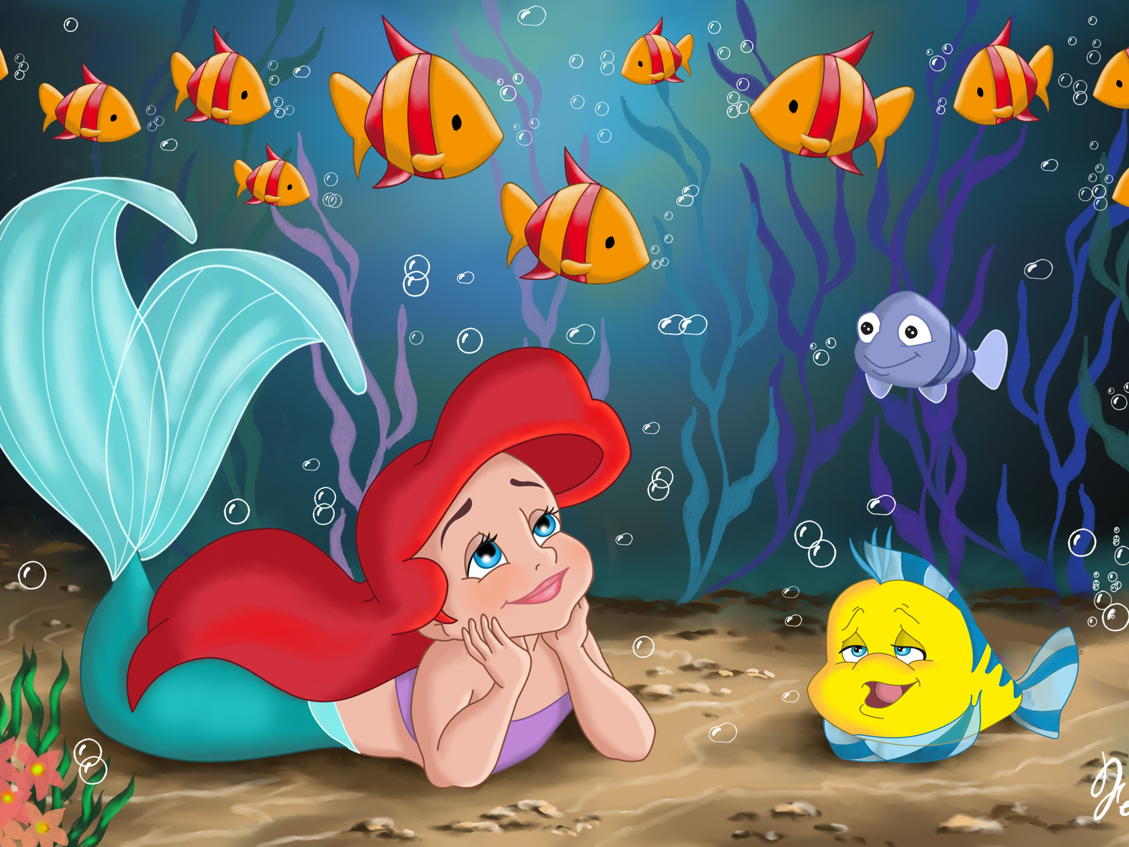 Little Mermaid Disney Cartoon Fishes HD Wallpaper | Download HD Wallpapers