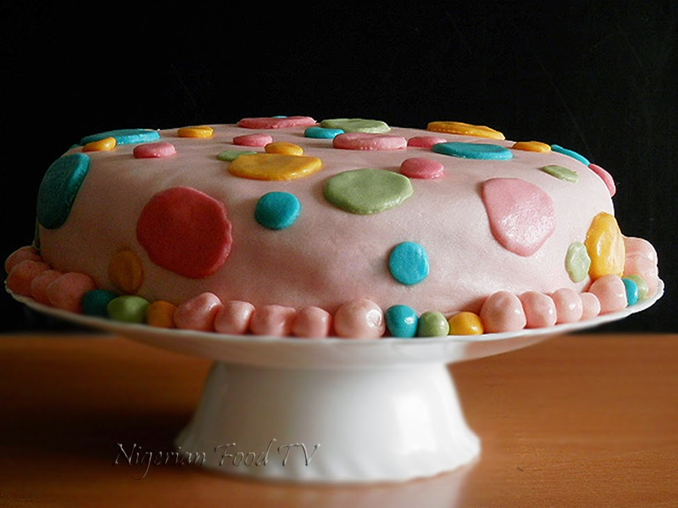 Multi-Colour Polka Dots Fondant Cake, polka dots fondant cake,nigerian cake recipe, nigerian cake, nigerian food tv