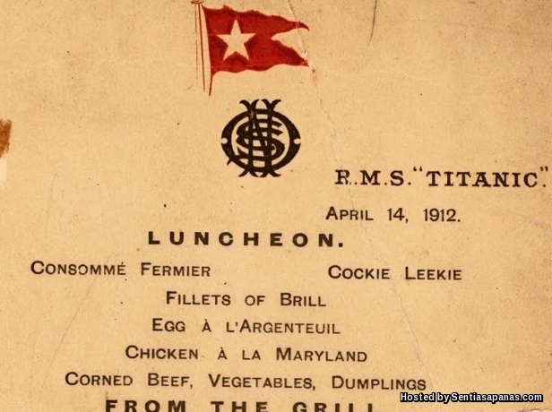 Menu Terakhir Kapal Titanic Berharga RM294,000! Titanic Menu
