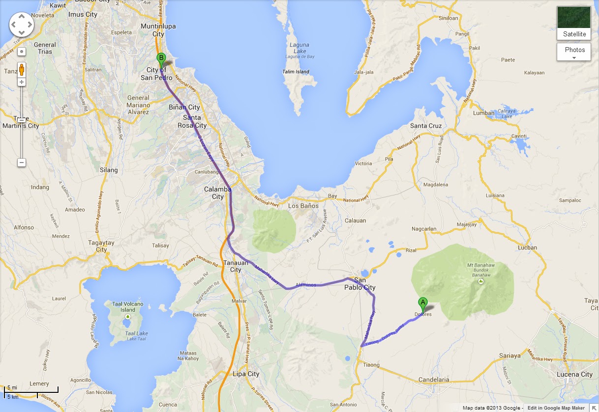 again google maps gave us multiple possible routes but we only made use of the shortest and most identical to the one we took last october 11 2013 again google maps gave us multiple possible routes but we only made use of the shortest and most identical to the one we took last october 11 2013