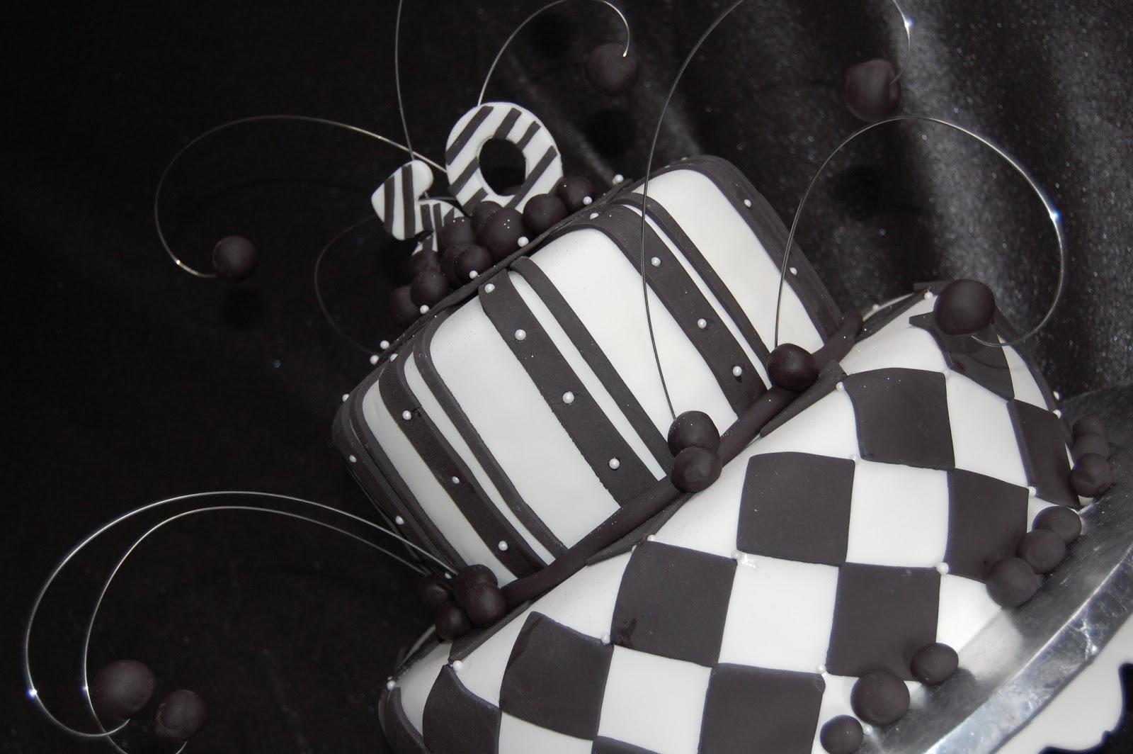 CUSTOMISED CAKES BY JEN Black and White 50th Birthday Cake