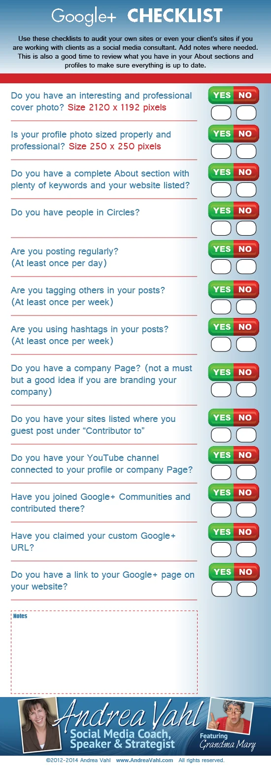 Google+ Checklist for brands