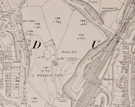 Wharton Park on the 3rd Edition Ordnance Survey map, published 1919, Durham Sheet XXVII.1