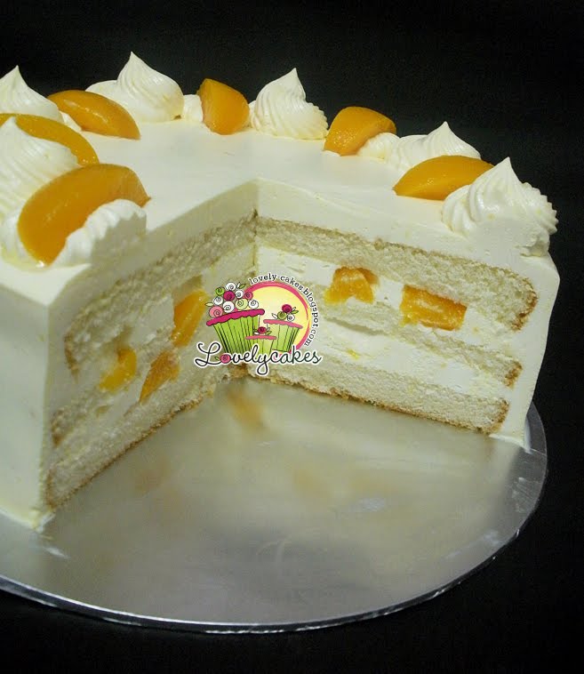 Snowy Peach Custard Cream Cake Resepi Snowy Peach Custard Cream Cake Resepi
