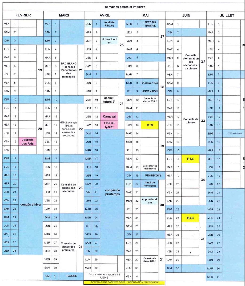 calendrier scolaire q1 q2