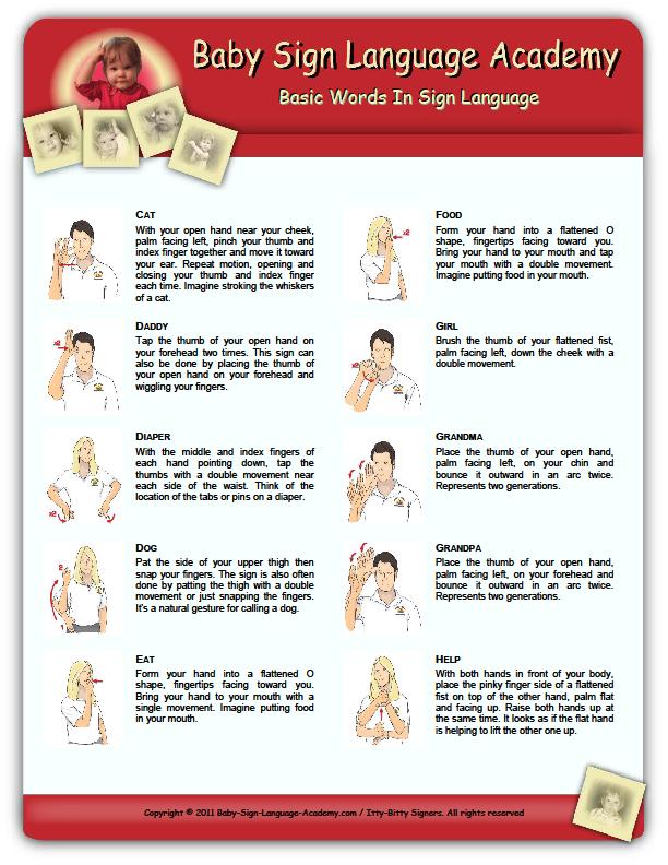 Routine Life Measurements Sign Language Basic Hands Signals Baby ASL & BSL