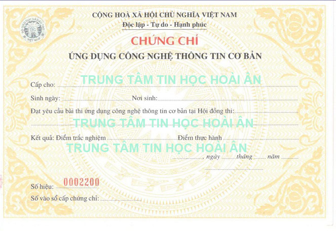 Mẫu Chứng Chỉ CNTT