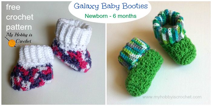 Hobby Is Crochet: Galaxy Baby Booties  Free Crochet Pattern Newborn 