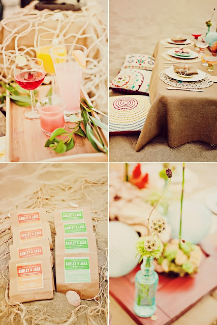 I adore this casual beach wedding The cool color pallet combined with