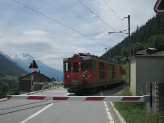 Stopped for a train crossing the road, near Niederwald, Switzerland
