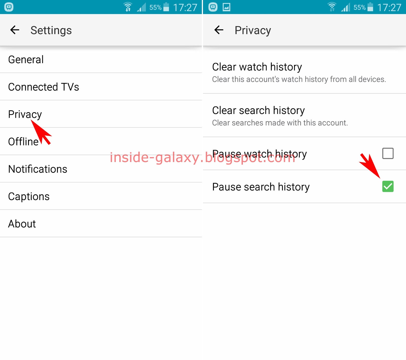 How to delete search history on samsung galaxy hotsell
