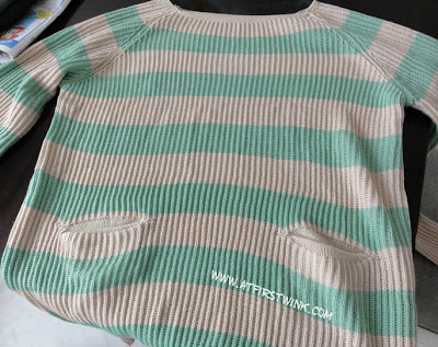 striped mint green - beige sweater