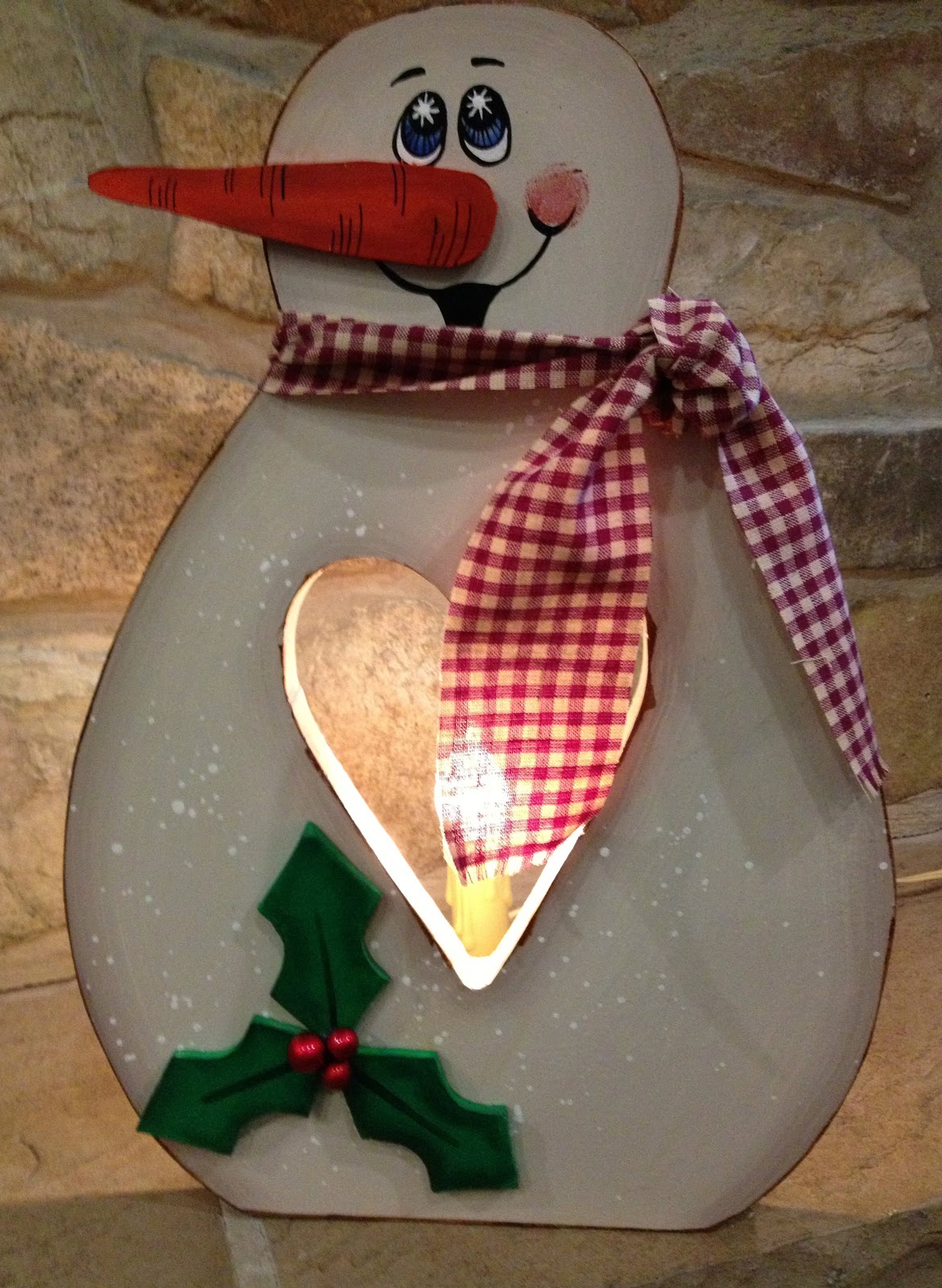 dad built this wooden snowman acrylic snowman light