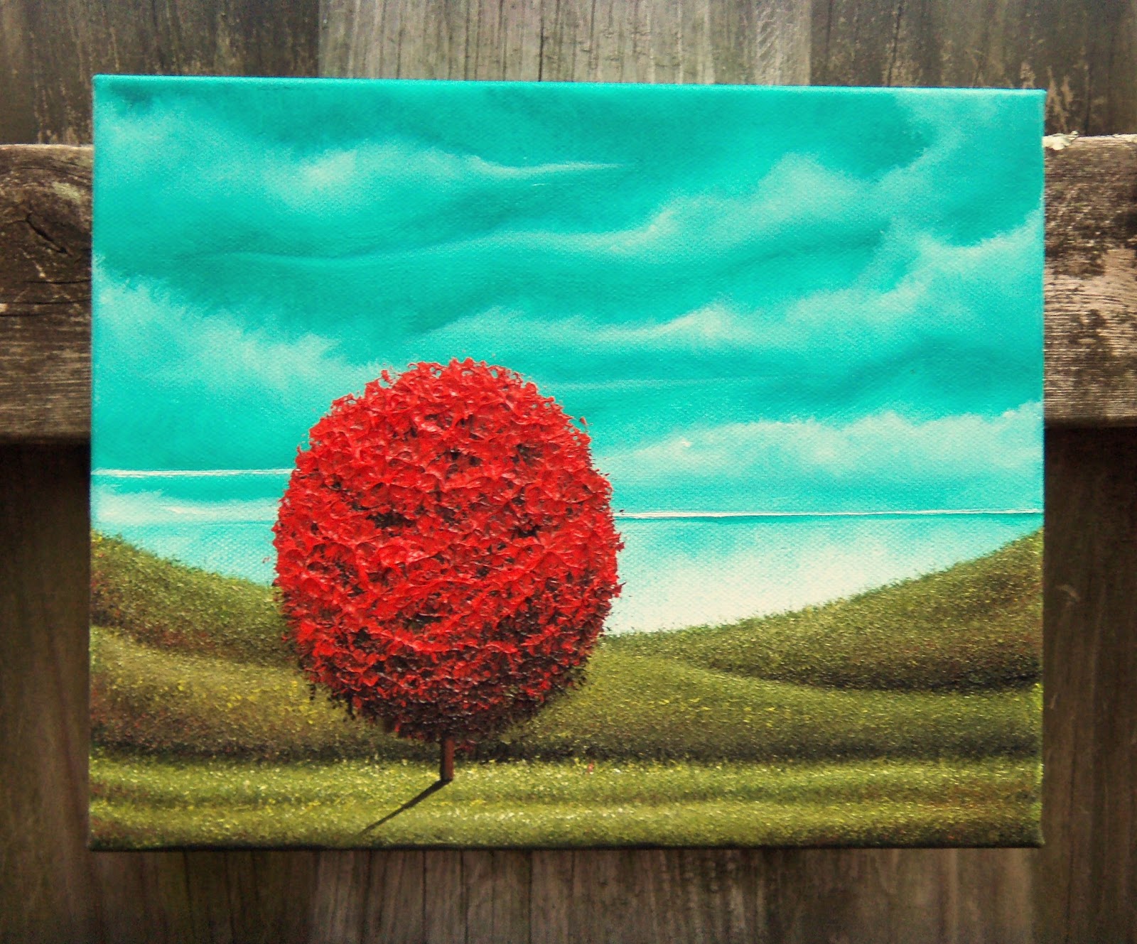 Bing Art by Rachel Bingaman Original Landscape Painting, Red Tree Wall