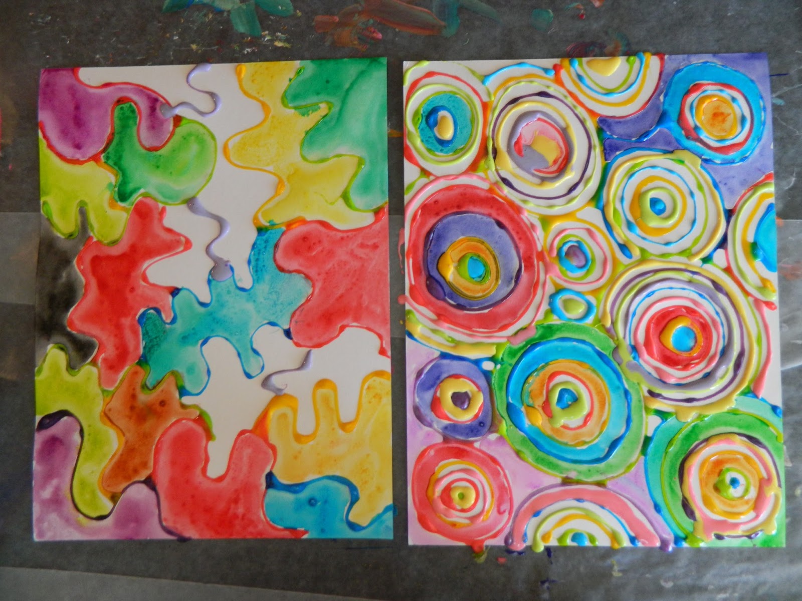 the vintage umbrella painting with watercolors and Elmer's glue