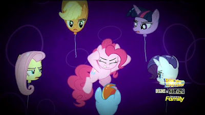 Pinkie's friends (as balloons) harangue her