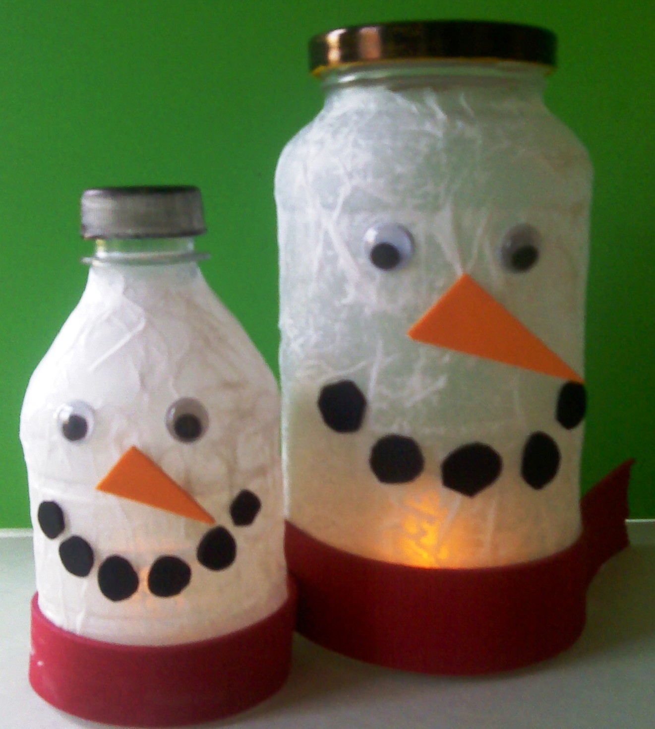 Crafts For Preschoolers Snowman Candle Jars
