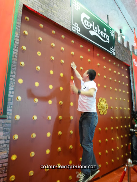 Mock gold coins gate at Carlsberg Malaysia CNY media launch at STC Selangor Turf Club