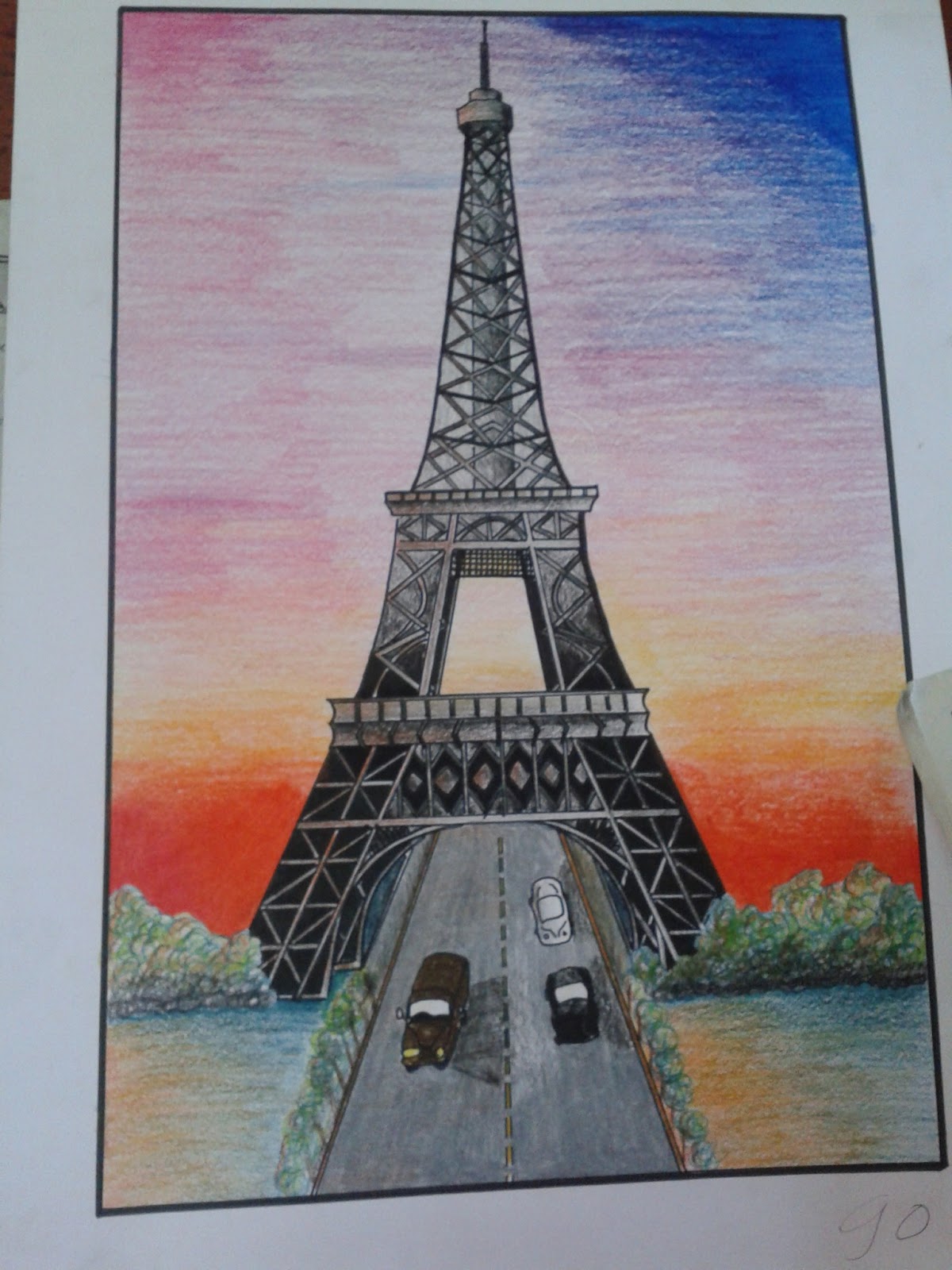 HIKA Menara Eiffel Menara Pisa Sketsa