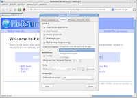 NetSurf with is Properties dialog open on the content tab