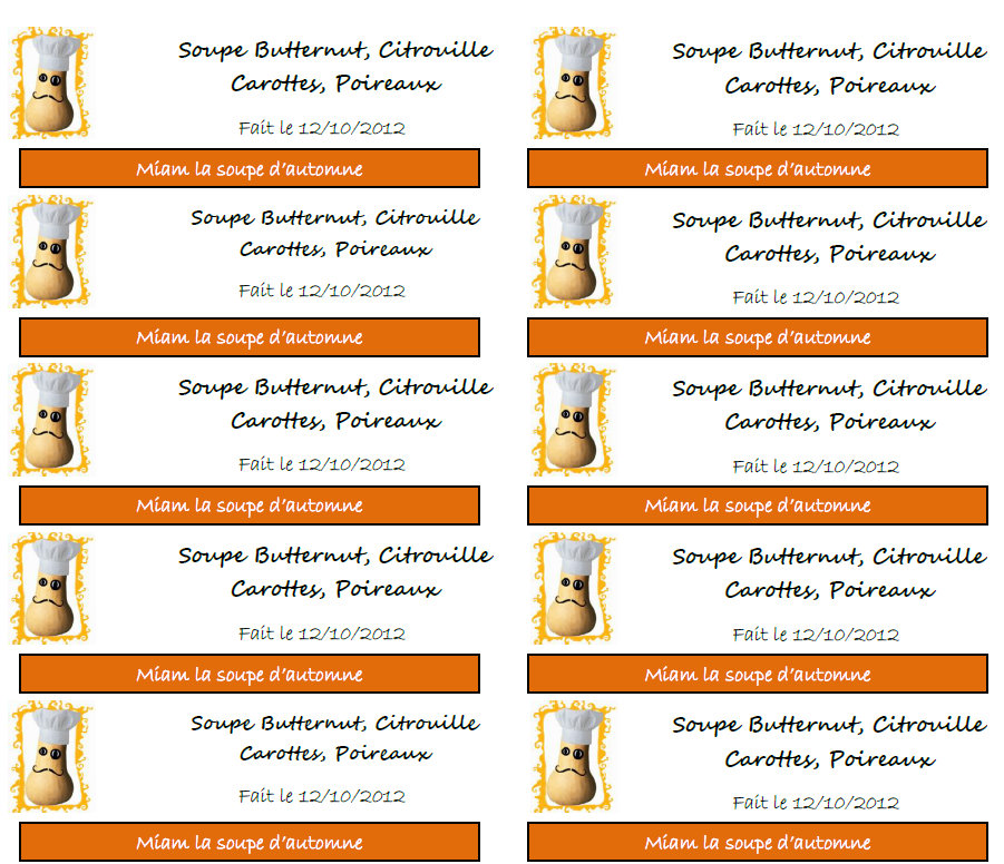 Emma Poule Etiquettes soupe d'automne