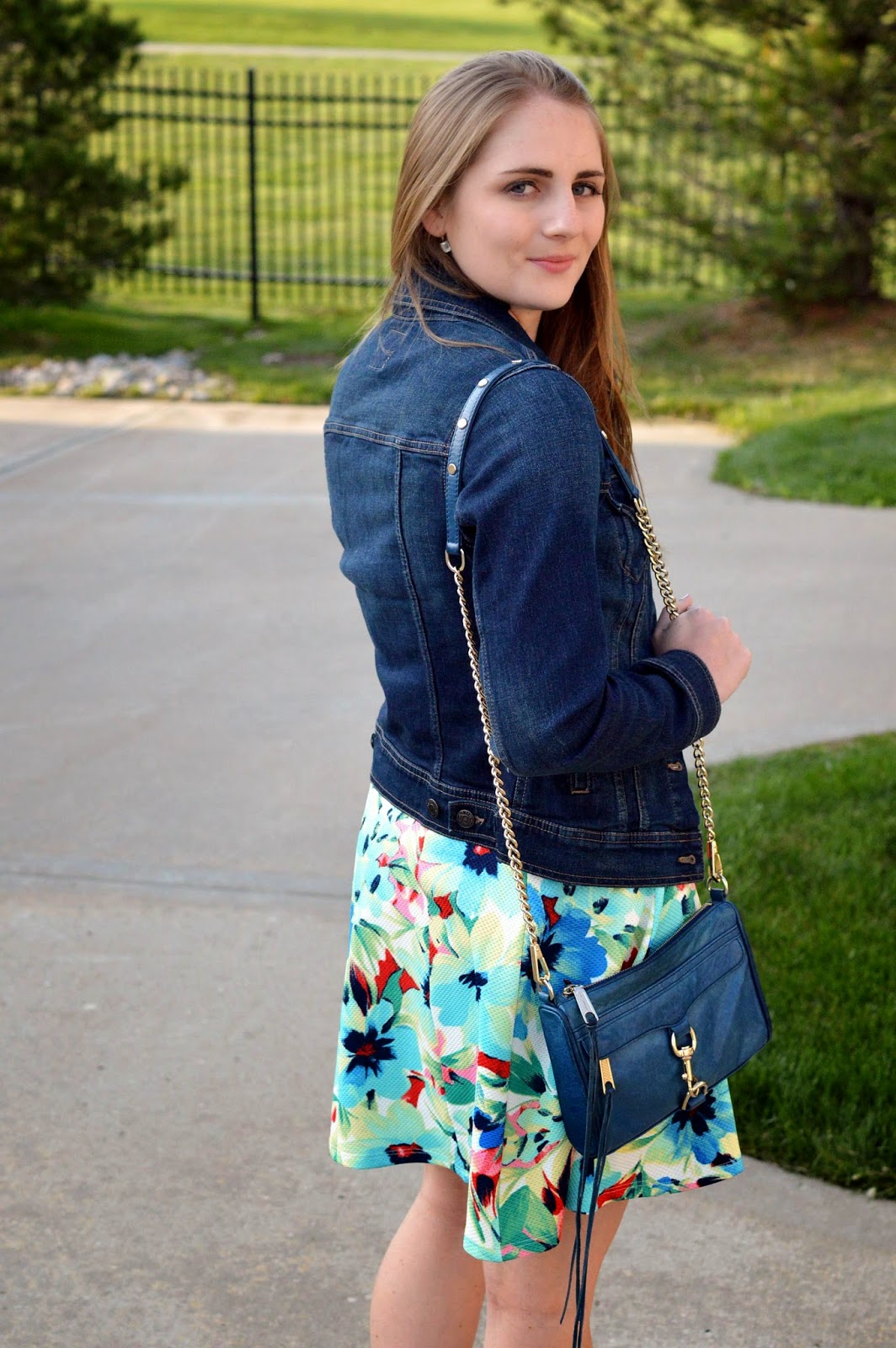 A Memory Of Us floral dress, denim jacket A Kansas City Fashion Blog