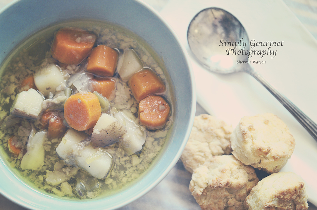 Simply Gourmet Bone Marrow Soup and Biscuits
