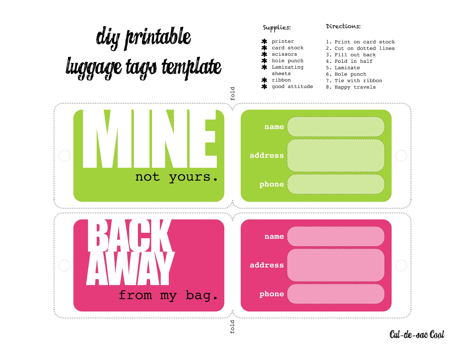 Bag Tools Images: Bag Tag Template With Luggage Tag Template Word