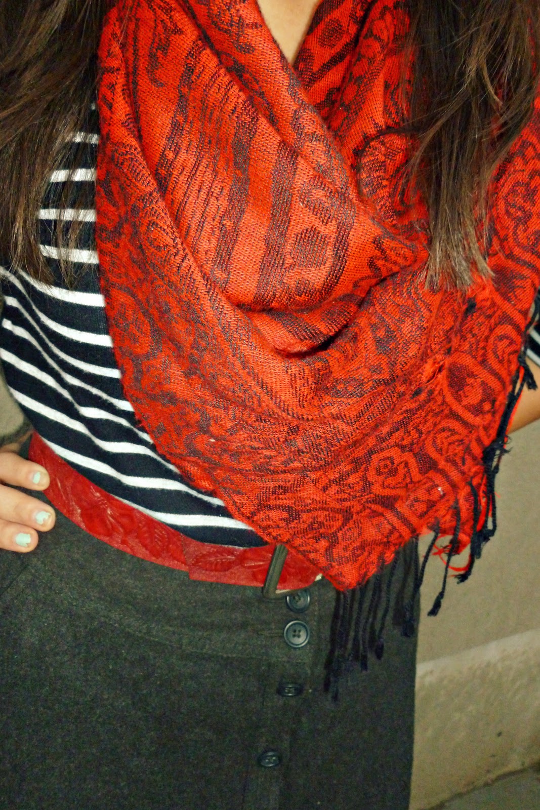 red scarf belt
