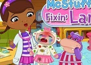 Doc McStuffins was playing when the neighbor's dog attacks Lambie leaving badly wounded, sharp teeth tore Lambie dog in addition to being very dirty and other injuries. Now Doc McStufins have to cure his teddy so it looks like new. There is much work to be done and Doc McStuffins needs your help, follow the instructions and use the tools provided to repair Lambie in this fun game. Doc McStuffins fixin Lambie