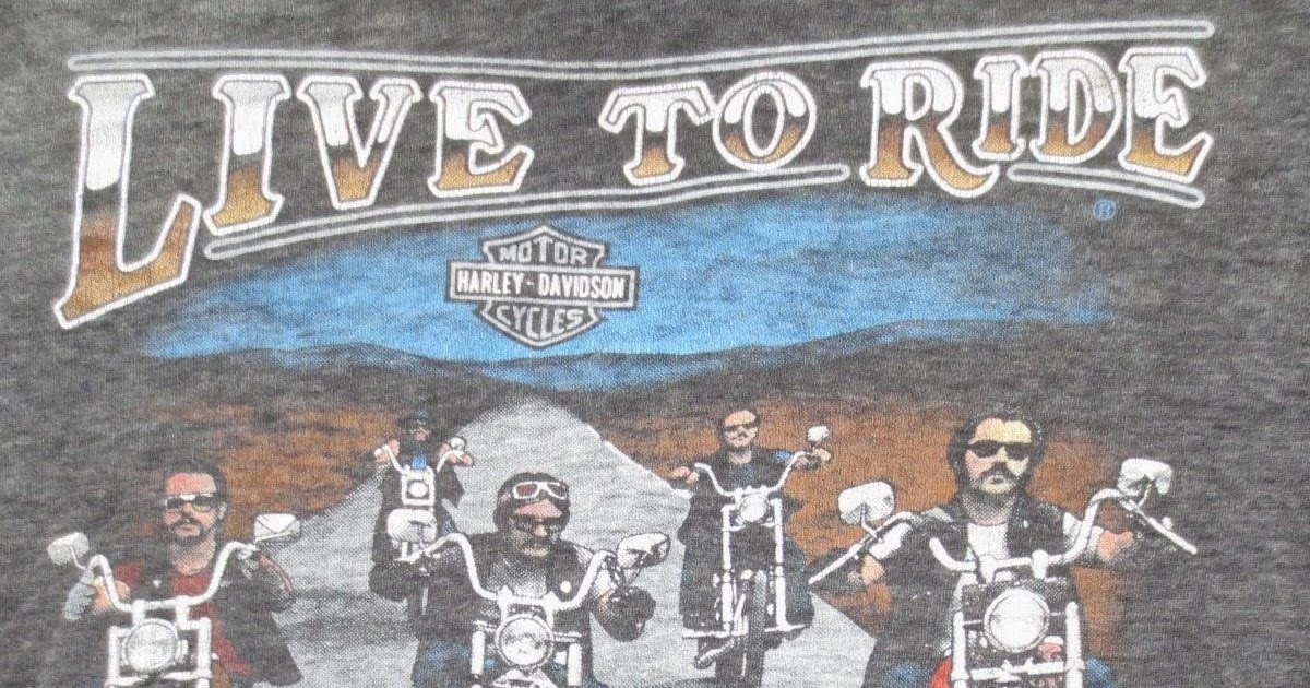 80s Harley Davidson Live To Ride 3d Emblem Super Thin Indie T