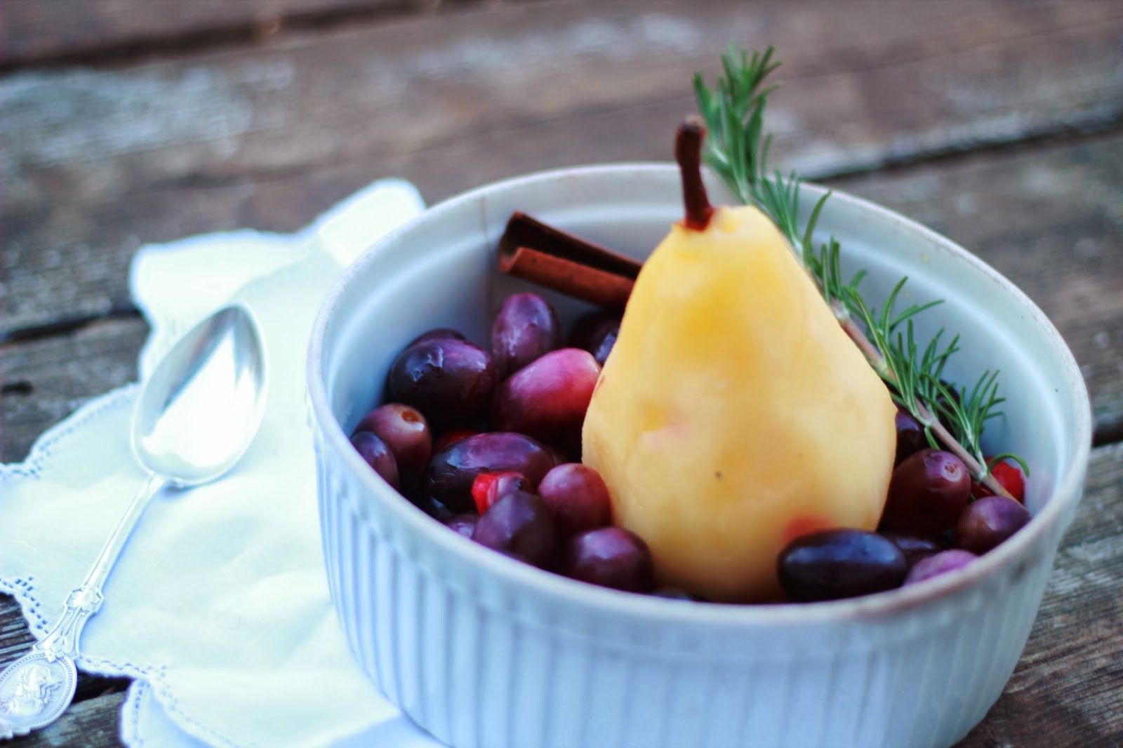 Intrinsic Beauty Holiday Appetizers Poached Pears with Grapes and