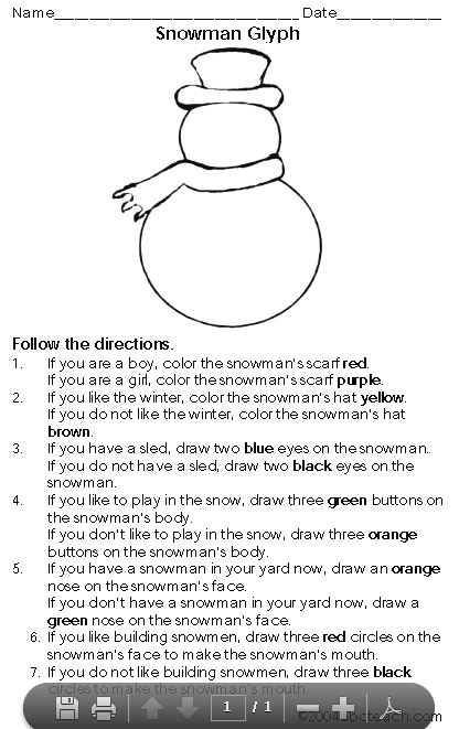 KCD Computer Lab Curriculum 2012-2013: 2nd Grade - Snowman Glyph