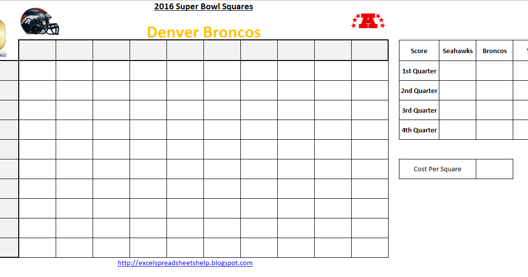 Excel Spreadsheets Help Super Bowl Squares 2016 Excel Template for