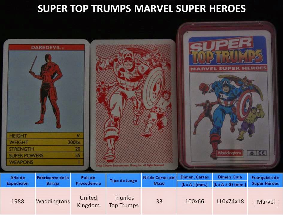 Cartas de Superheroes SUPER TOP TRUMPS MARVEL SUPER HEROES