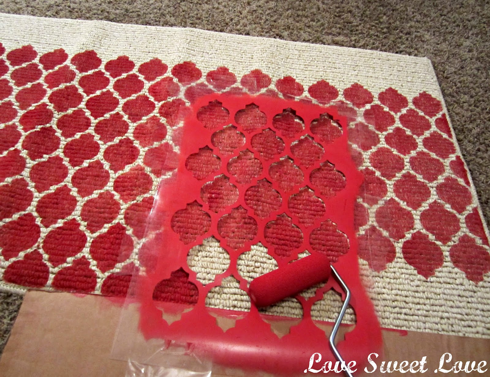 Love Sweet Love Painted Rug with stencil Tutorial and a Giveaway!!