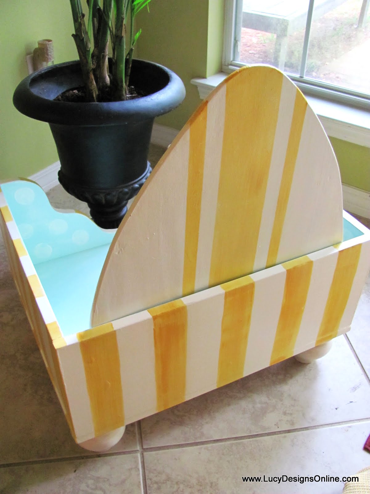 Beach Dog Bed, Beach Style Cabana Design with Skimboard Headboard, Seaside, Beach House Decor