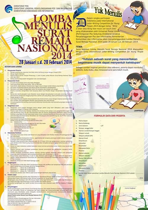 Senandung Pena Lomba Menulis Surat Remaja Nasional 2014