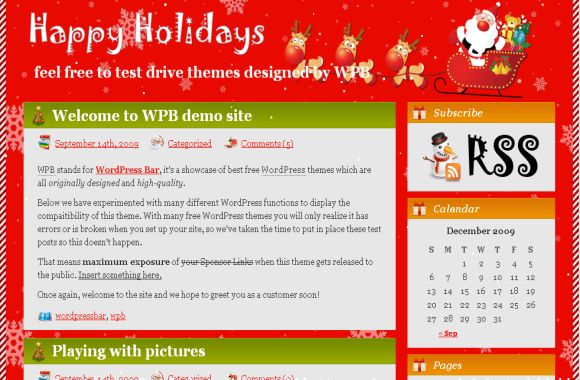 Free Wordpress Holidays Christmas Web2.0 Theme